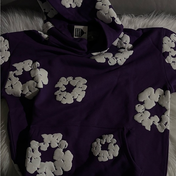 Purple Hoodie with White Floral Design